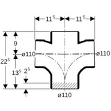 GEBERIT db20 Bogenabzweig zweif. 88,5/180 Grad, DN 90 (d 90 mm)