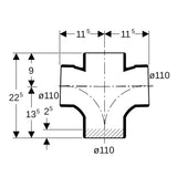 GEBERIT db20 Bogenabzweig zweif. 88,5/180 Grad, DN 90 (d 90 mm)