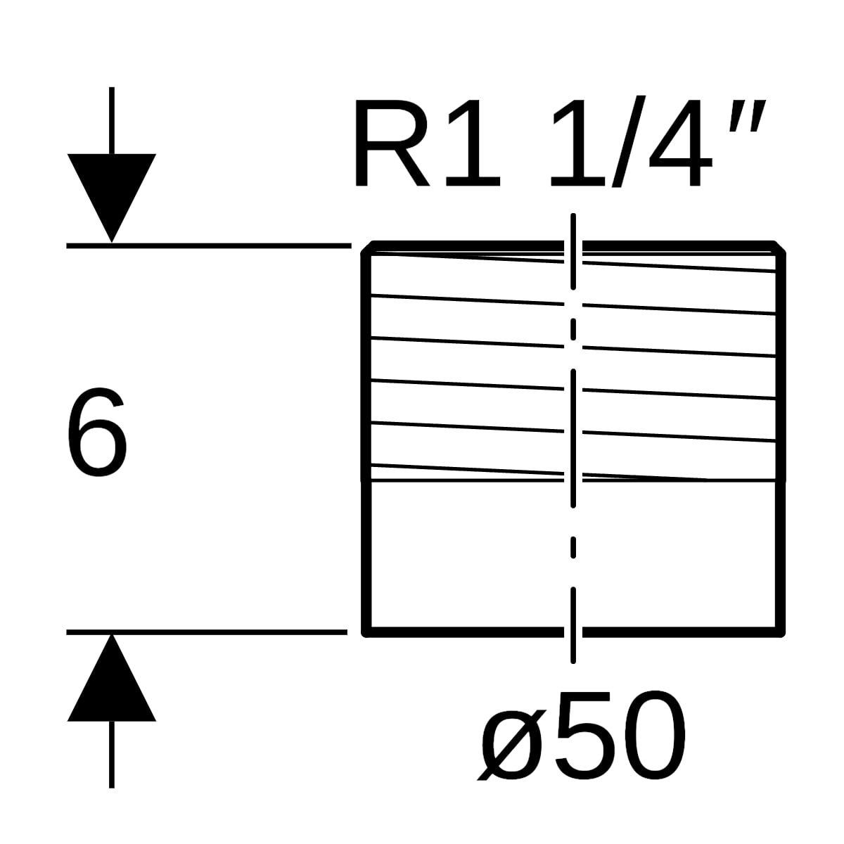 PE Gewindestück mit Innengewinde DN 50/ DN 32 (1 1/4") IG