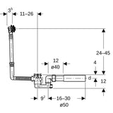 Geberit Badewannenablauf mit Ventilstopfen, d52, mit Fertigbauset: Deckplatte: hochglanz-verchromt, d=40/50mm