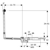 Geberit Badewannenablauf mit Drehbetätigung mit Überlauf und Ablaufventil, DN 40, d=40/50 mm