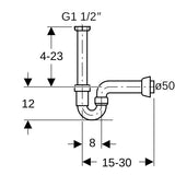 Geberit Rohrbogengeruchsverschluss für Spülbecken, Abgang horizontal: G=1 1/2″, weiß-alpin