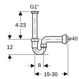 Geberit Rohrbogengeruchsverschluss für Spülbecken, Abgang horizontal: G=1 1/2″, weiß-alpin