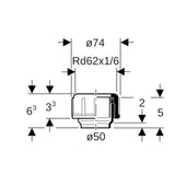 Geberit PE Gewindestutzen mit Quetschverschraubung aus Polyethylen (PE-80), schwarz, gerade, mit EPDM-Dichtung