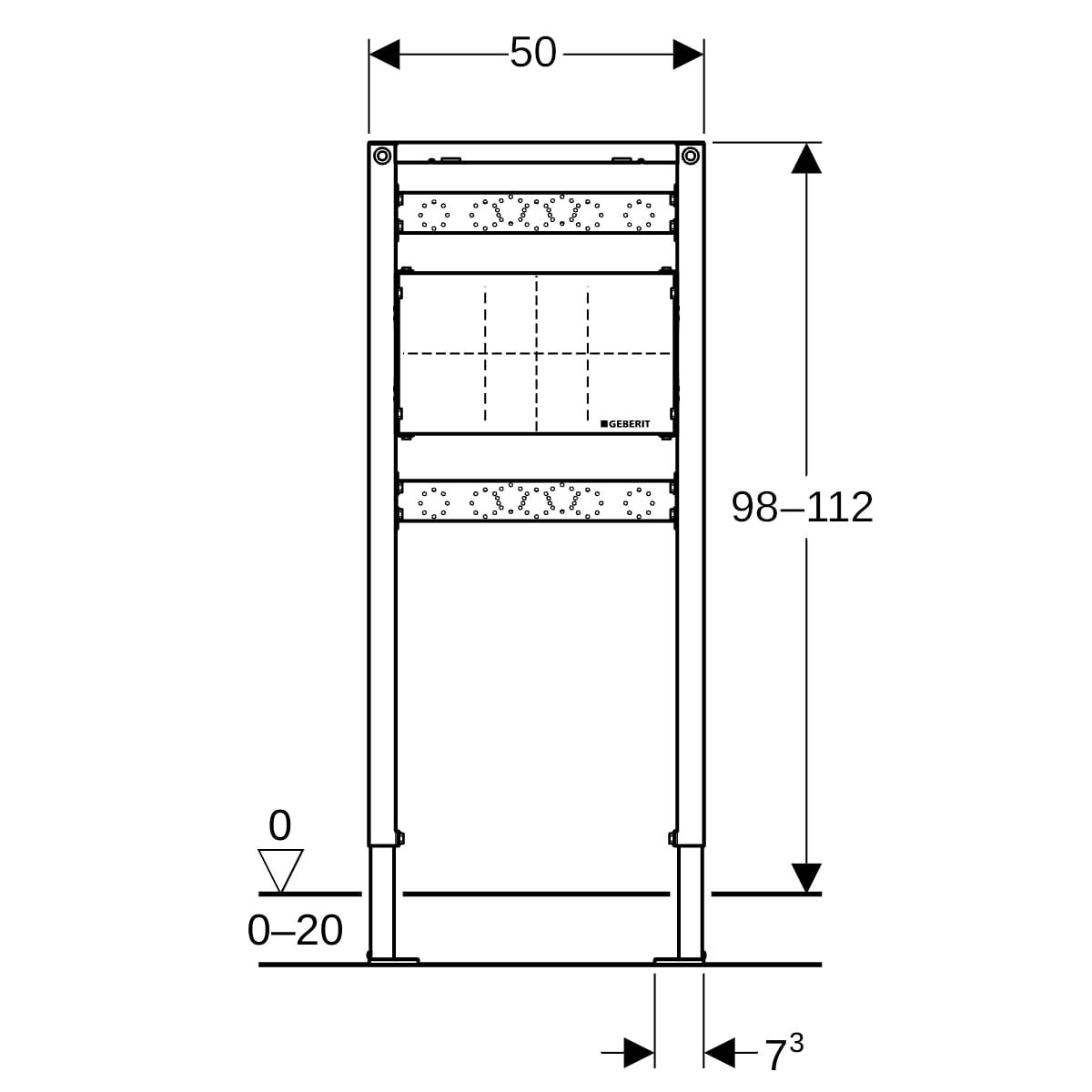 GE Duofix Element f. Dusche und BW 98-112 cm, Wandarmatur AP