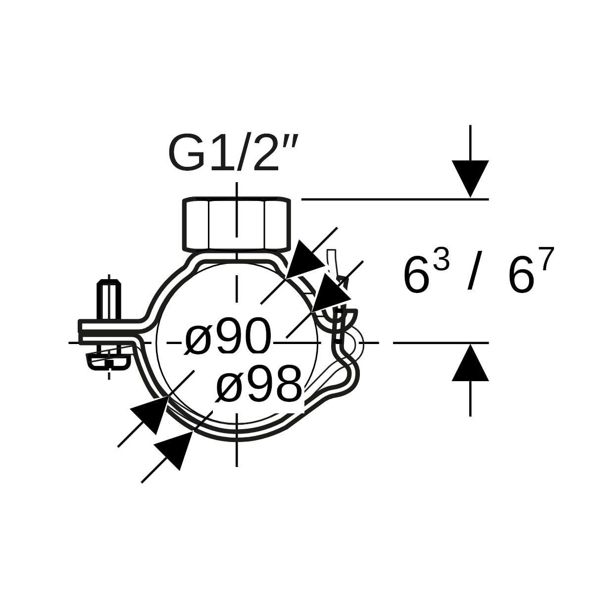 Rohrschelle mit Gewindemuffe G 1/2", verstellbar