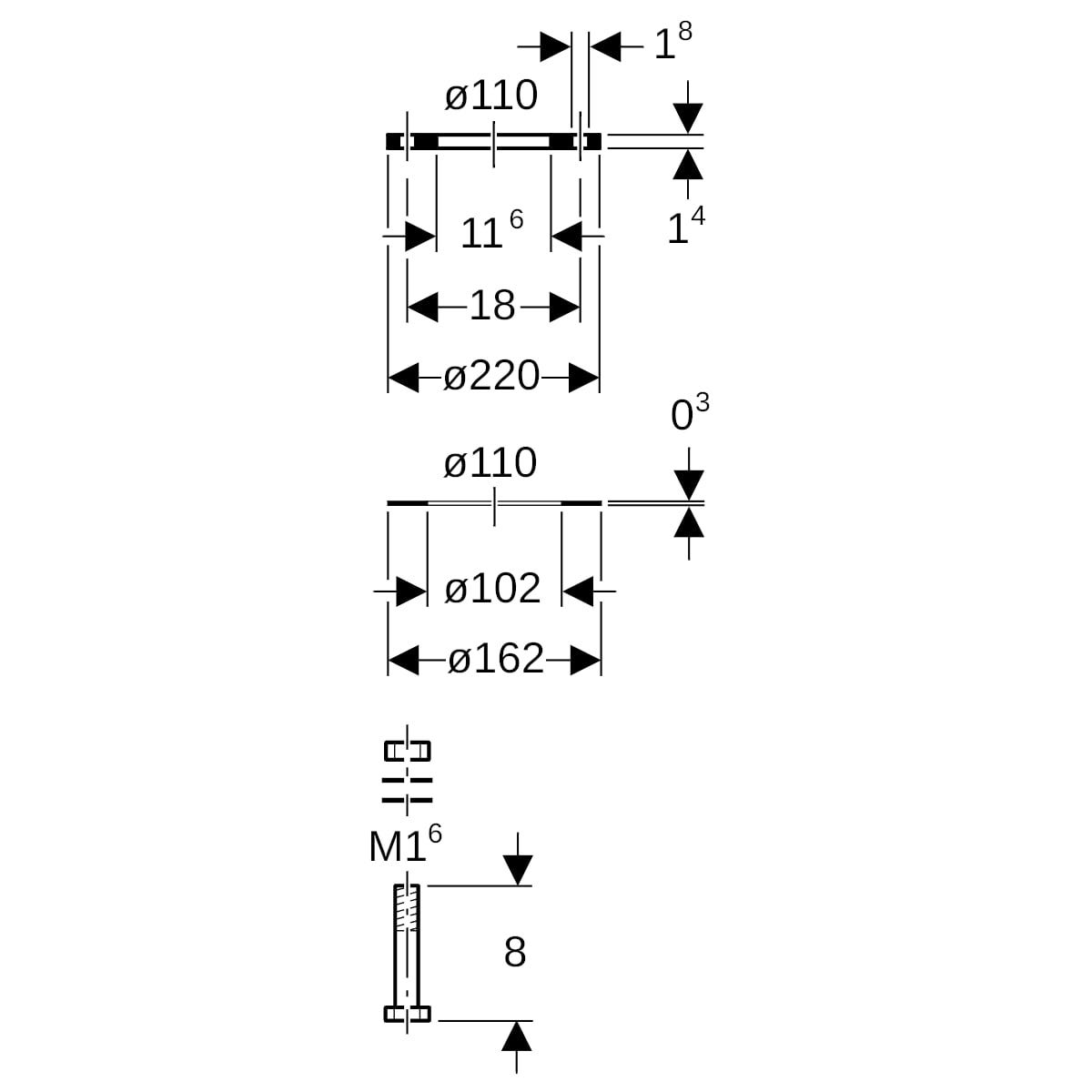 Geberit PE Set Flansch: d=110mm, di=102mm
