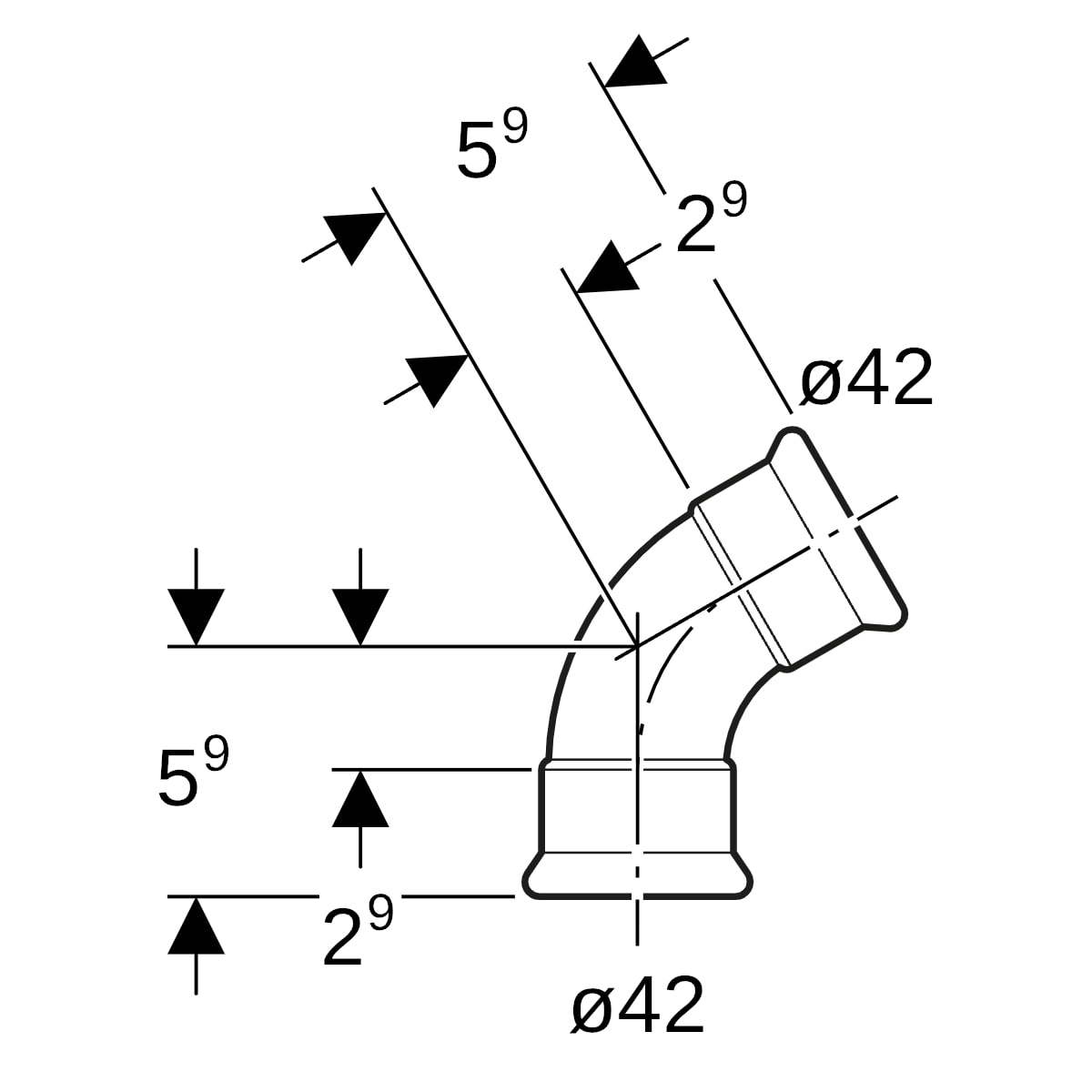 Geberit Mapress Edelstahl Bogen: 60°, d=42mm