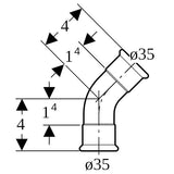 Geberit Mapress Kupfer Bogen (Gas): 45°