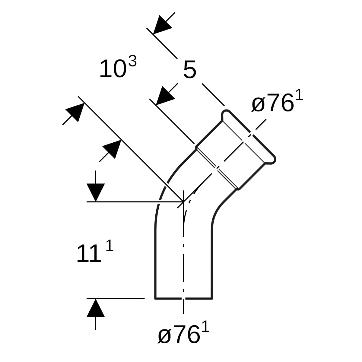 Geberit Mapress Edelstahl Bogen mit Einschubende: 45°