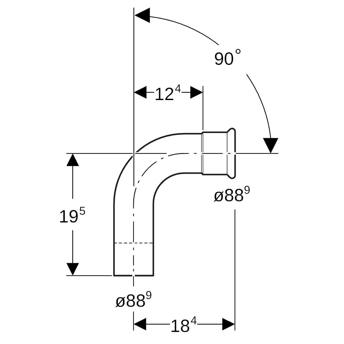Geberit Mapress Edelstahl Bogen mit Einschubende: 90°