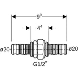 Geberit Mepla Verschraubung CC499K, Kupfer, Schiebeende, gerade, ungebehandelt, EPDM Dichtung, zugfest, mit Dichtungsmaterial, verschlossen, Systemgebunden