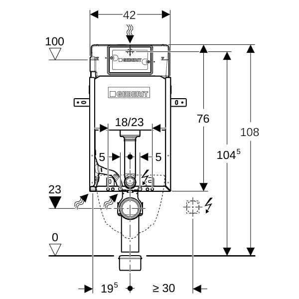 Geberit KombifixBasic Element für Wand-WC, 108 cm, mit Delta UP-Spülkasten 12 cm