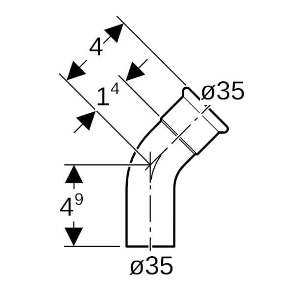 Geberit Mapress Kupfer Bogen mit Einschubende (Gas): 45°