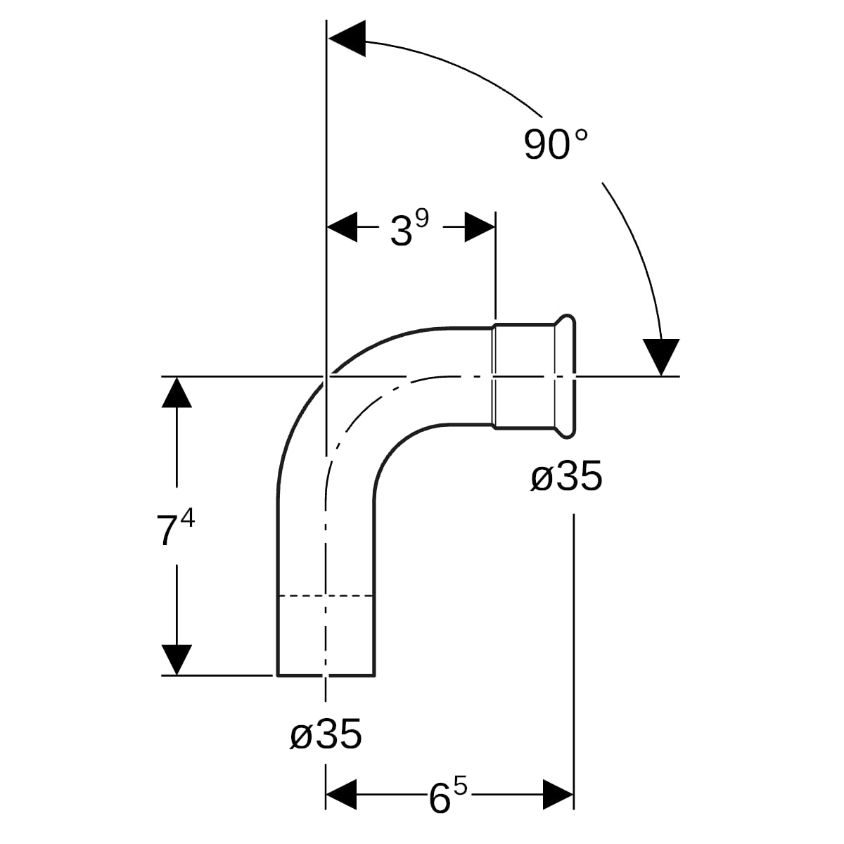 Geberit Mapress Kupfer Bogen mit Einschubende (Gas): 90°