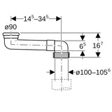 Geberit PVC Versprungbogen: d=90mm, di=100–105.6mm, grau