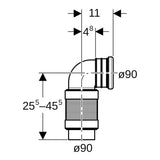 Geberit PE Anschlussbogen 90° für WC, ausziehbar
