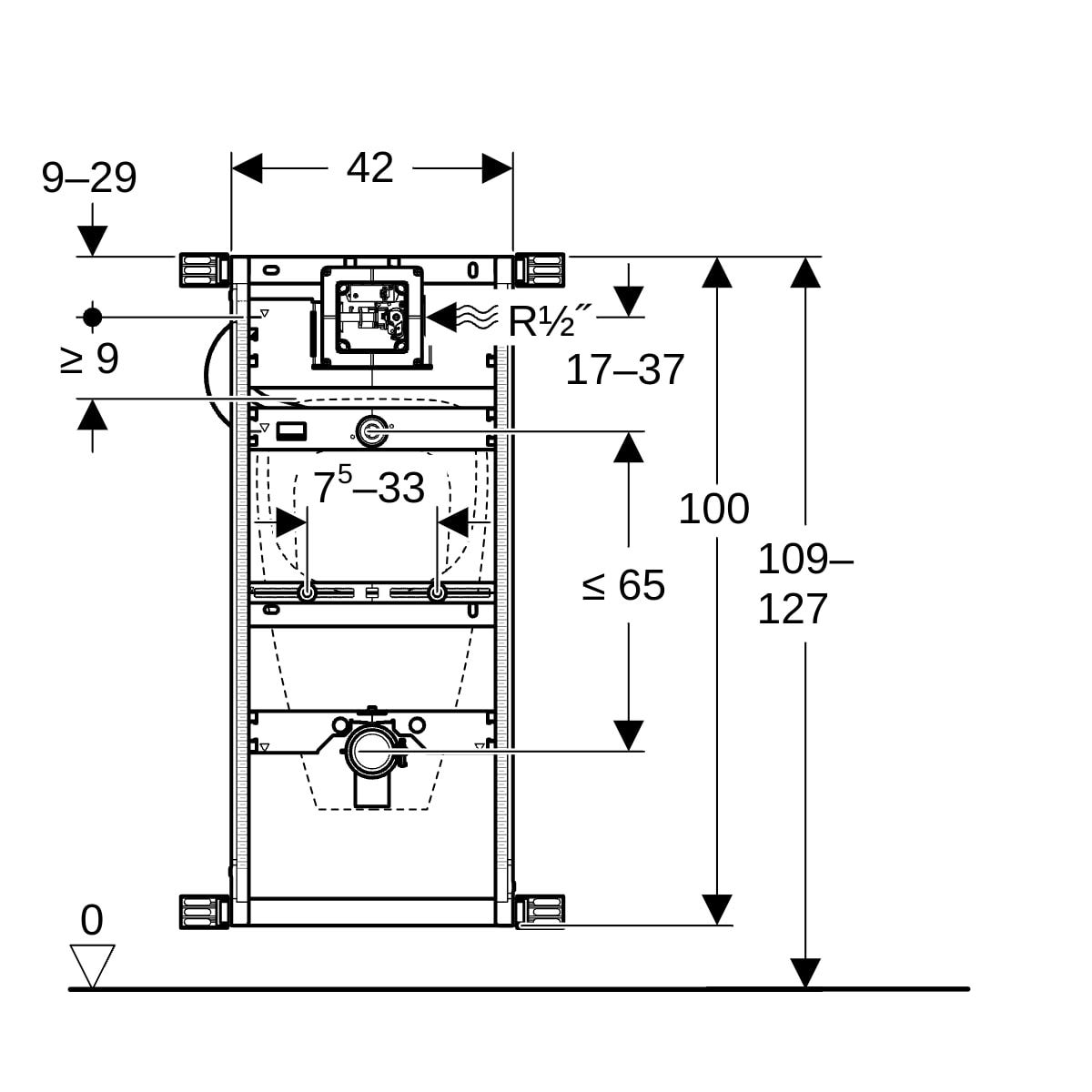 Geberit Kombifix Element für Urinal, 109–127 cm, universell