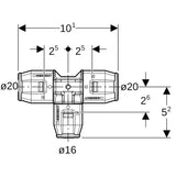 PushFit T-Stück reduziert PVDF 90°
