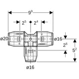 PushFit T-Stück reduziert PVDF 90°
