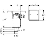 Geberit Set UP-Geruchsverschluss für Geräte, mit einem Anschluss, Wandeinbaukasten und Abdeckplatte: d=50–56mm