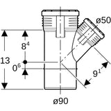 Geberit Silent-PP Abzweig 45°: d=90mm, d1=50mm