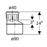 Geberit Silent-PP Reduktion exzentrisch: d=90mm, d1=40mm