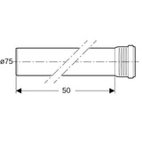 Geberit Silent-Pro Rohr mit Muffe: d=75mm, L=50cm