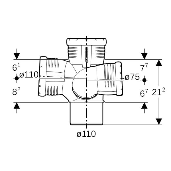 Geberit Silent-Pro Schachtbogenabzweig rechts 4-Anschluss-Fitting