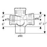 Geberit Silent-Pro Schachtbogenabzweig rechts 4-Anschluss-Fitting