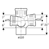 Geberit Silent-Pro Schachtbogenabzweig rechts 4-Anschluss-Fitting