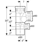 Geberit Silent-Pro Kombibogenabzweig 87,5Grad, Schiebeende, 4-Anschluss-Fitting