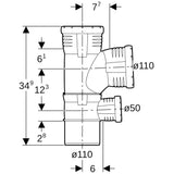 Geberit Silent-Pro Kombibogenabzweig 87,5Grad, Schiebeende, 4-Anschluss-Fitting