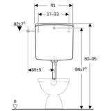 Geberit AP140 AP-Spülkasten Spül-Stopp-Spülung, Kunststoff, Außengewinde 1/2 Zoll, Spülvolumen 6 - 9 l, mit Eckventil, Bedienung Hebel, Geräuschklasse Füllventil Gruppe I, <=20 dB(A)
