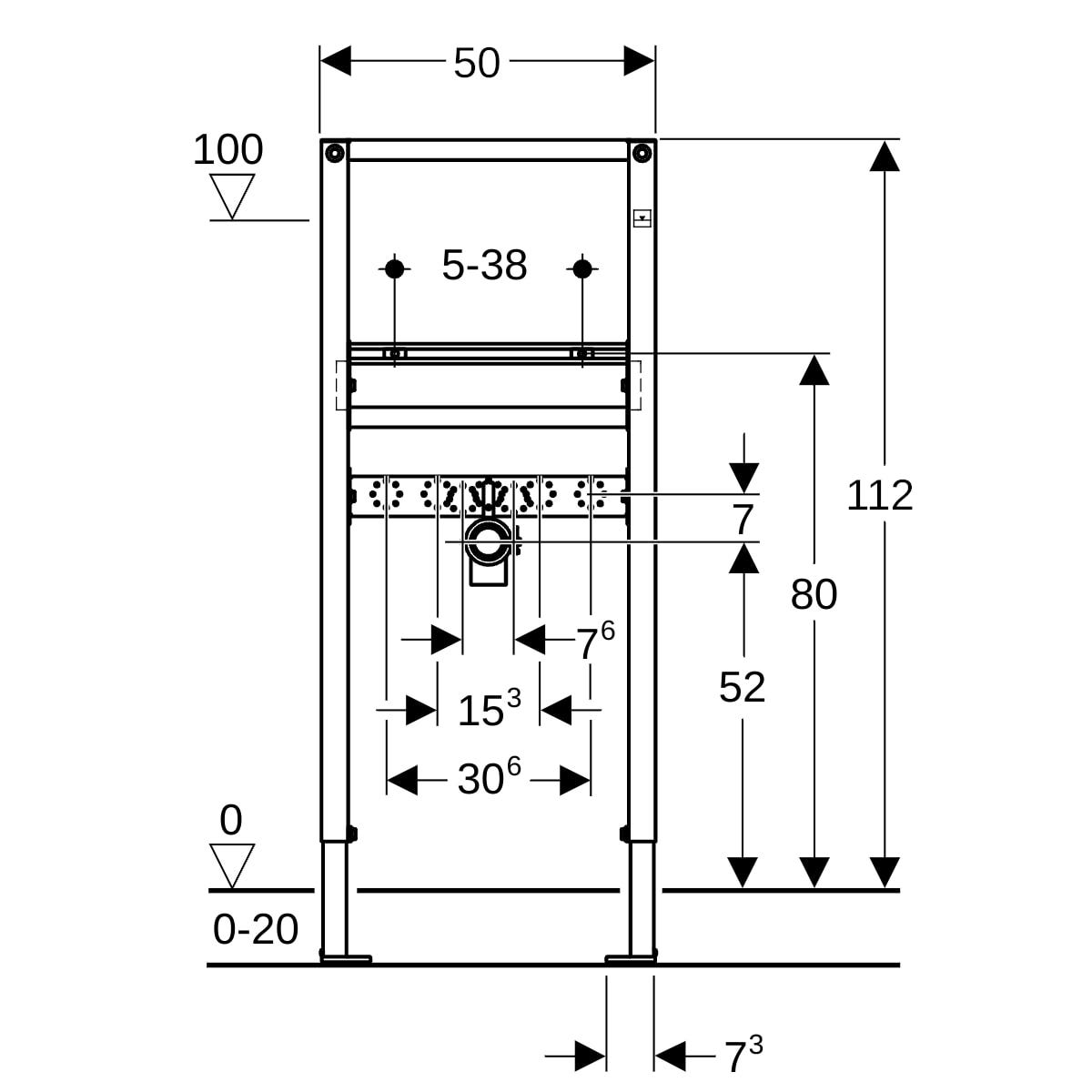 Geberit Duofix Element für WT, 112 cm für Standarmatur