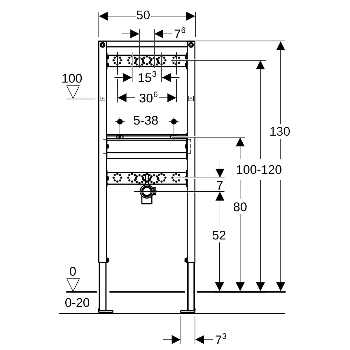 Geberit Duofix Element für WT, 130 cm für AP-Armatur