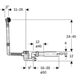 Geberit Badewannenablauf mit Drehbetätigung mit Überlauf und Ablaufventil, DN 40, d=40/50 mm