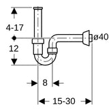 Geberit Rohrbogenveruchsverschluss für Waschbecken und Bidet, Abgang horizontal: d=40mm, G=1 1/4″, weiß-alpin
