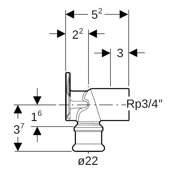 Geberit Mapress Kupfer Anschlusswinkel 90°: CC499K