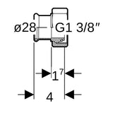 Geberit Mapress Kupfer Übergang mit Überwurfmutter (Gas): CW602N, d=28mm, G=1 3/8″