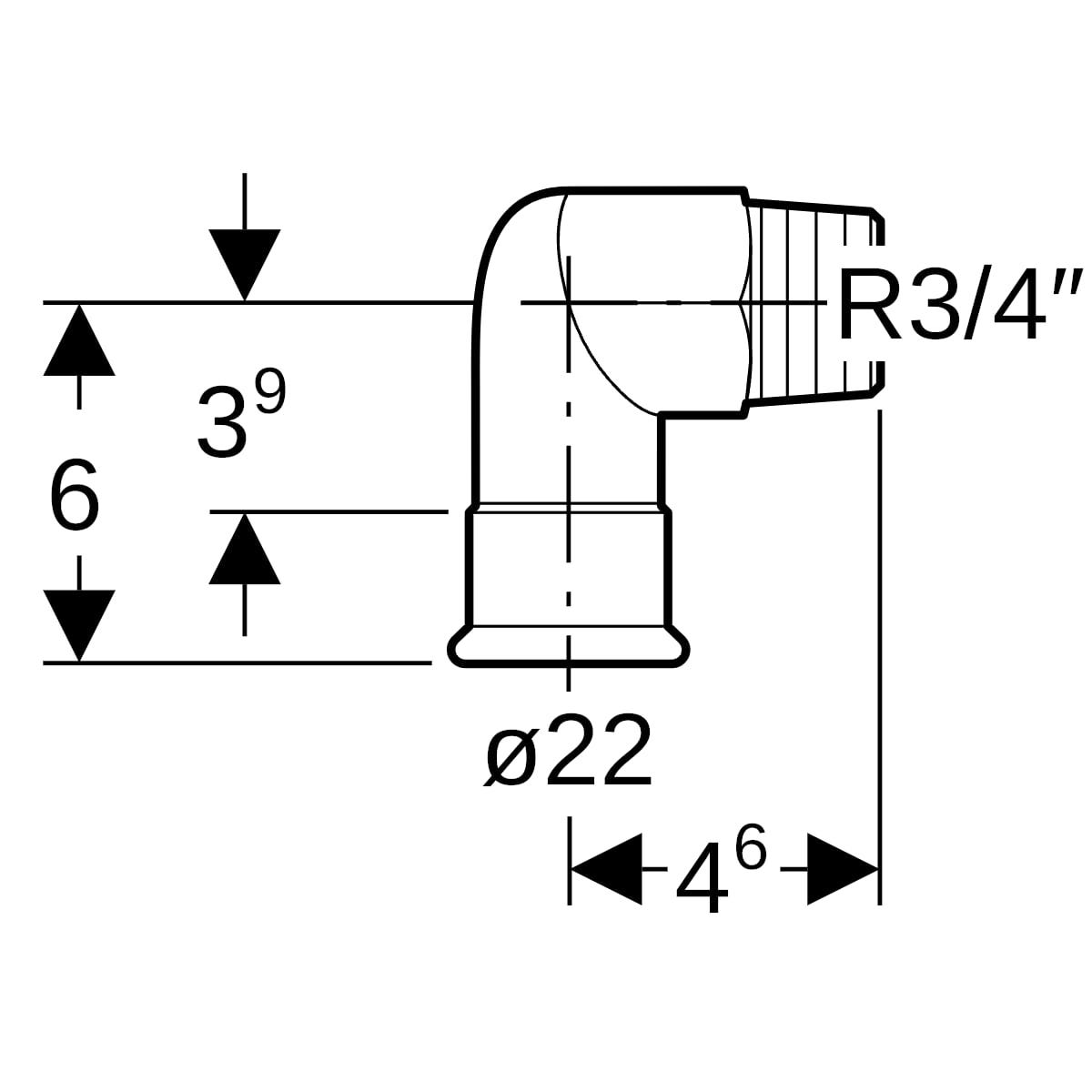 Geberit Mapress Edelstahl Übergangswinkel 90° mit Außengewinde