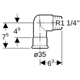 MAPRESS Edelstahl G Pressfitting Übergangswinkel (Gas), Pressmuffe / Außengewinde konisch BSPT-R, 90°