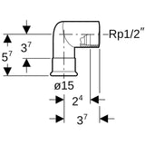 Geberit Mapress Edelstahl Übergangswinkel 90° mit Innengewinde