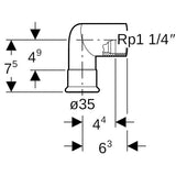 MAPRESS Edelstahl G Pressfitting Übergangswinkel mit 90°-Bogen (Gas), Pressmuffe zu Innengewinde zylindrisch BSPT-Rp
