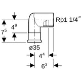 MAPRESS Edelstahl G Pressfitting Übergangswinkel mit 90°-Bogen (Gas), Pressmuffe zu Innengewinde zylindrisch BSPT-Rp