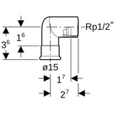 MAPRESS Kupfer Gas Übergangswinkel mit Innengewinde, 90°