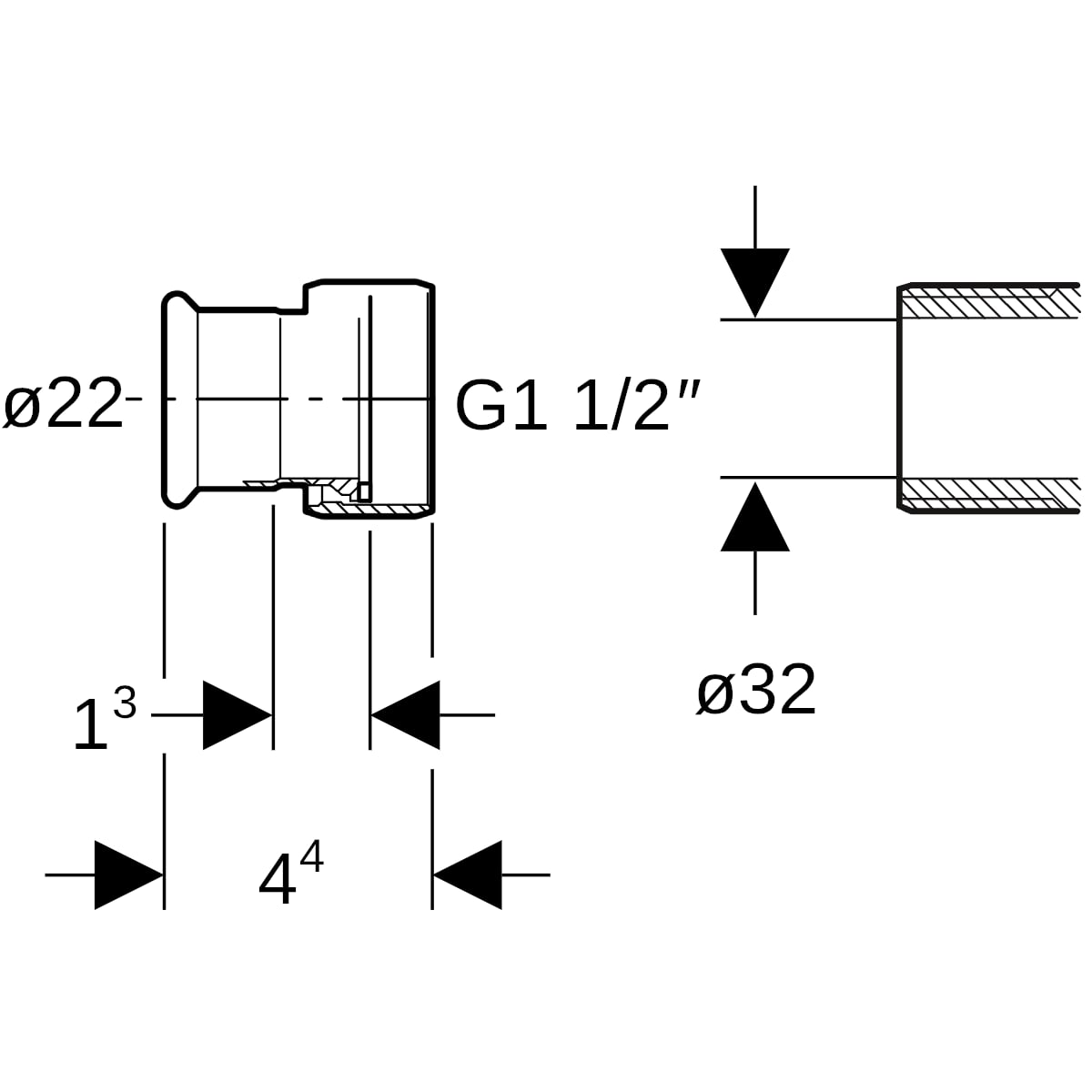 Geberit Mapress Kupfer Übergang mit Überwurfmutter: CC499K