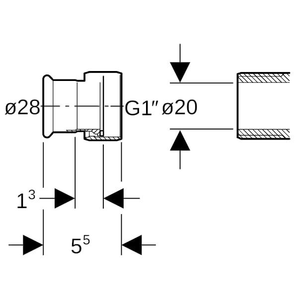 Geberit Mapress Kupfer Übergang mit Überwurfmutter: CC499K