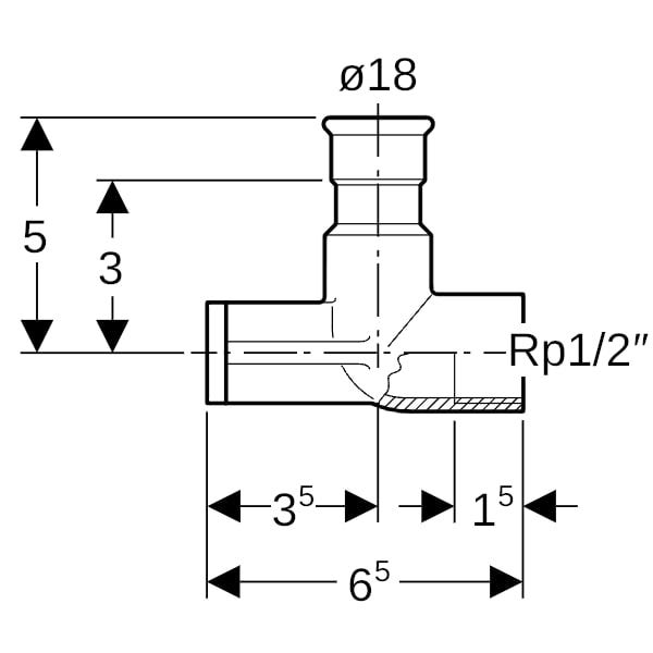 Geberit Mapress Edelstahl Anschlusswinkel 90° abgesetzt
