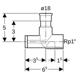 Geberit Mapress Edelstahl Anschlusswinkel 90° abgesetzt